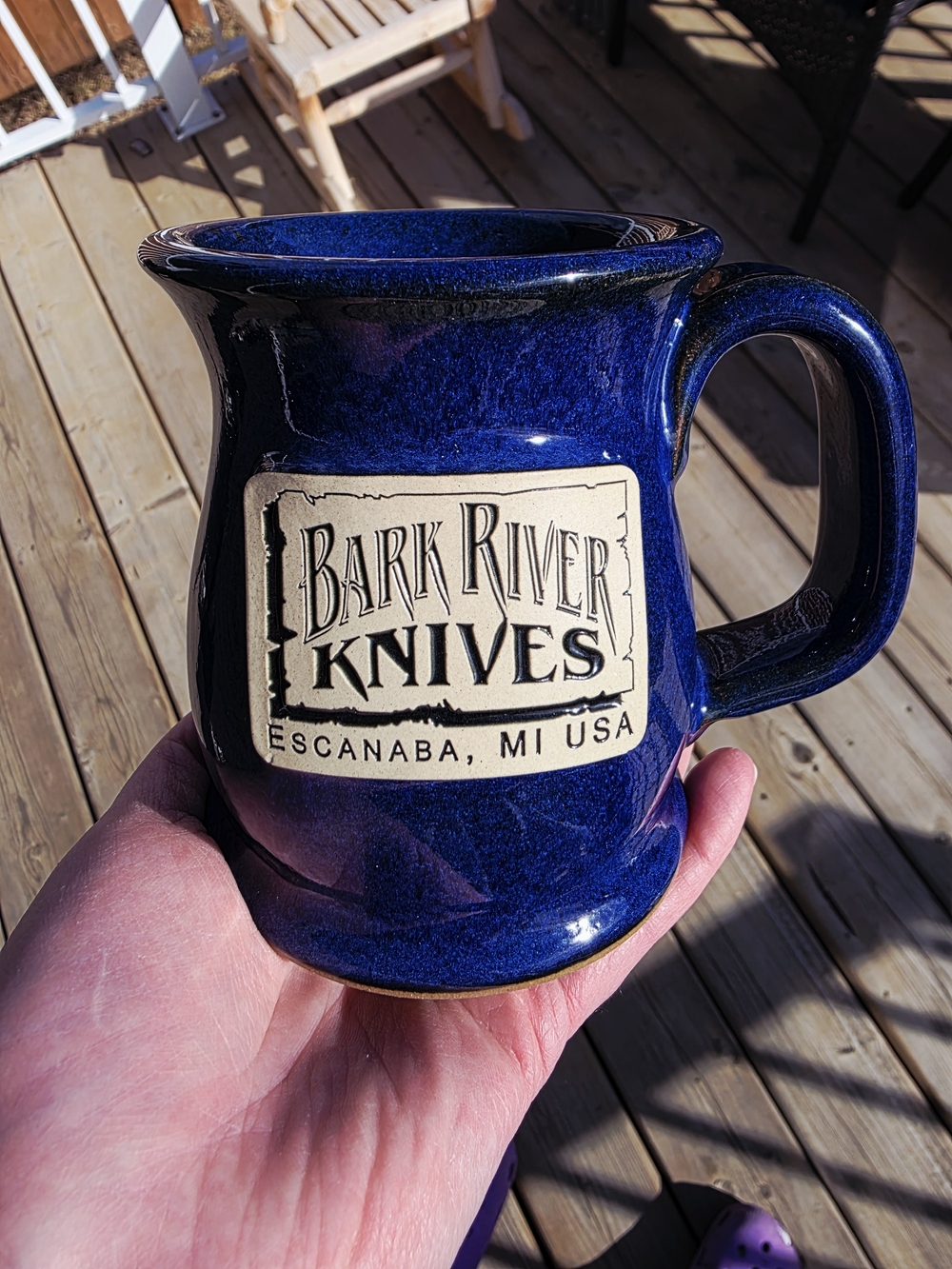Bark River Knives Blue Stoneware Mug - Sunset Hill Handcrafted USA